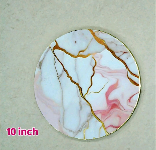 Pink & Gold Marble Resin Tray-10 inch
