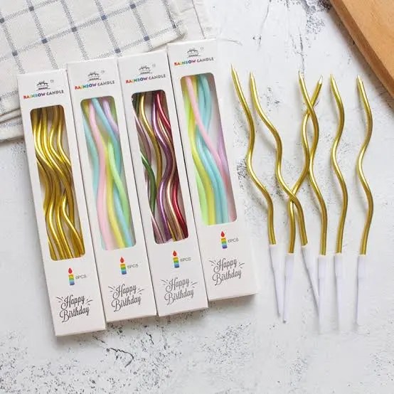 Twisted spiral birthday candles- 5 pcs